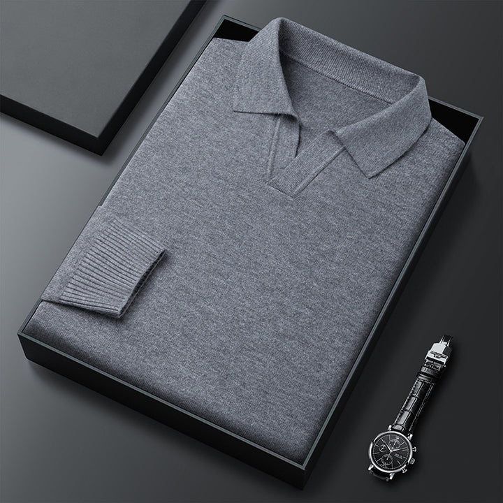 Men's Elegant Sweater with Fine V-Neck and Textured Design Lisslune