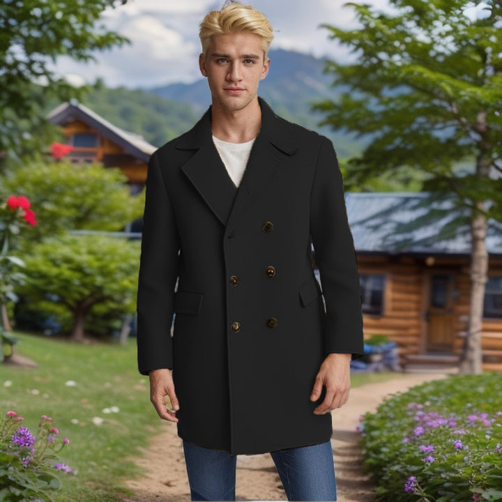 Men's elegant double-breasted coat made of soft material Lisslune