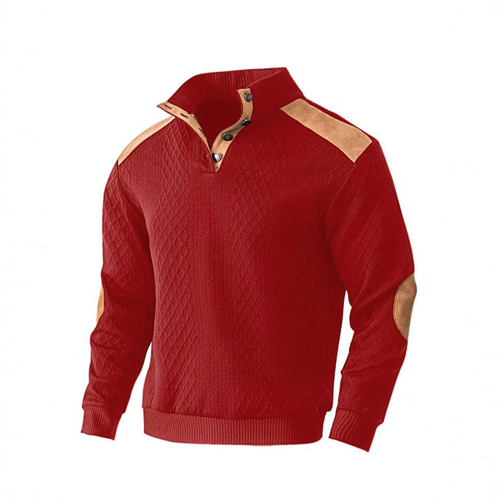 Men's knit pullover with unique stand collar and fashionable details Lisslune