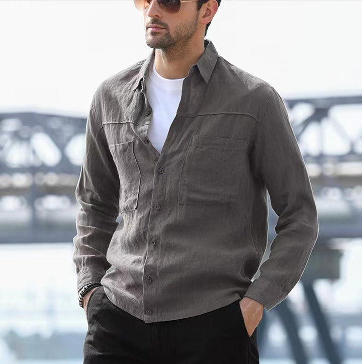 Men's Lightweight Cotton Shirt with Practical Pockets Lisslune