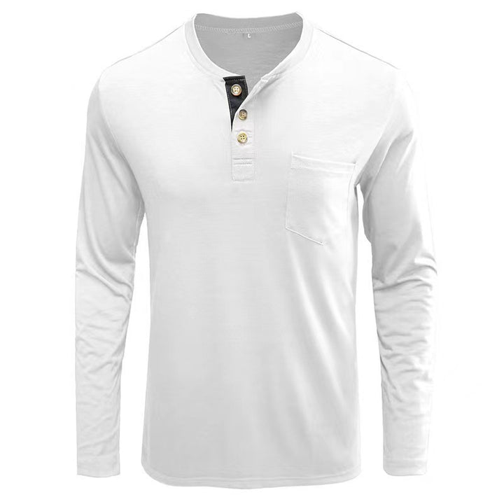 Men's Long Sleeve Shirt with Fashionable Stand-Up Collar and Elegant Button Placket Lisslune