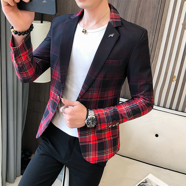Men's elegant checkered blazer with modern cut and fine details Lisslune