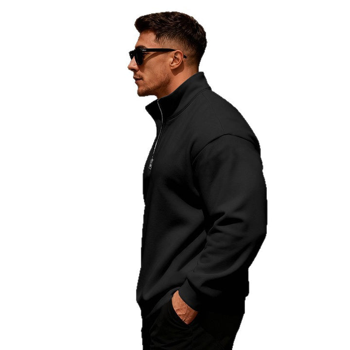 Men's sporty sweater with stand-up collar and half zipper Lisslune