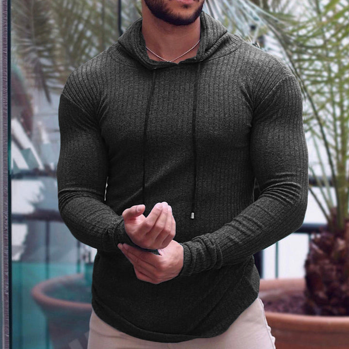 Men's casual hoodie with textured ribbed look Lisslune