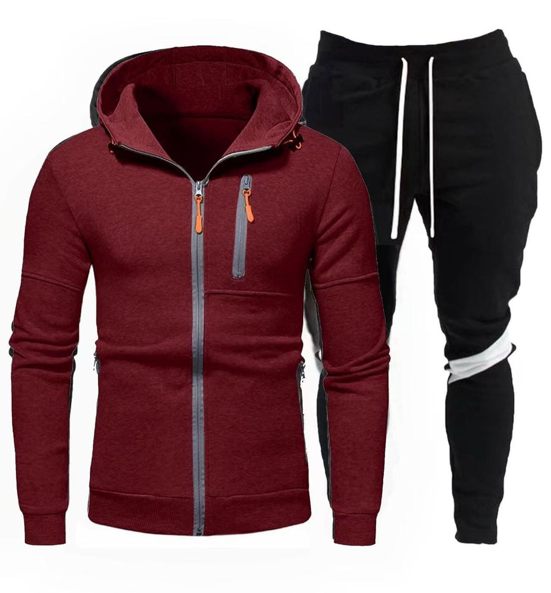Men's sporty hooded jacket with practical zipper and jogger pants Lisslune