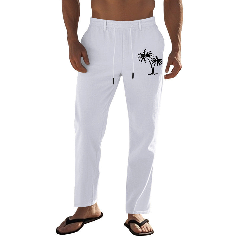 Men's leisure pants made of lightweight, breathable material with elastic drawstring Lisslune