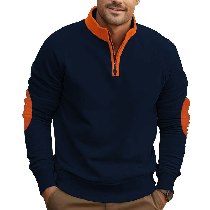 Men's sporty sweatshirt with stand-up collar and trendy contrast details Lisslune