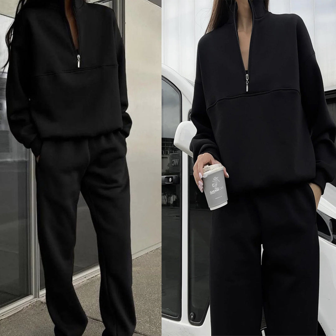 Women's sweatshirt and jogging pants set with modern stand-up collar Lisslune