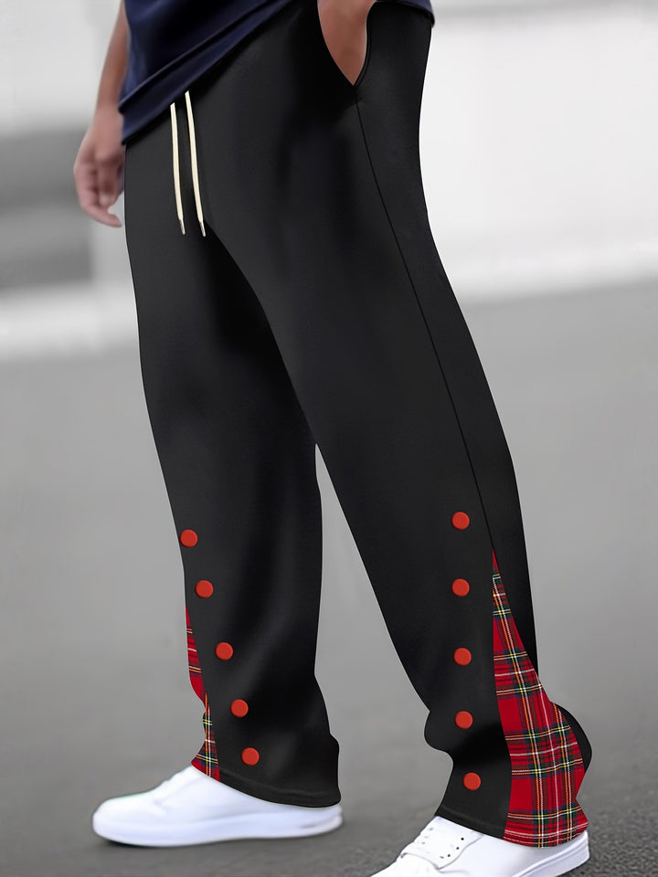 Men's Sporty Jogging Pants with Contrasting Snap Buttons and Breathable Fabric Lisslune