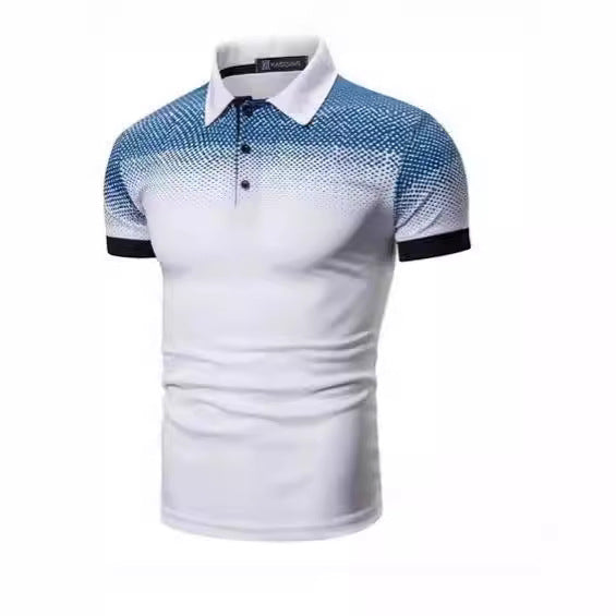 Men's polo shirt with dynamic gradient colors and modern contrast details Lisslune