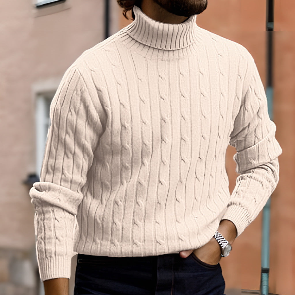 Men's High-Quality Turtleneck Sweater with Fine Texture Lisslune