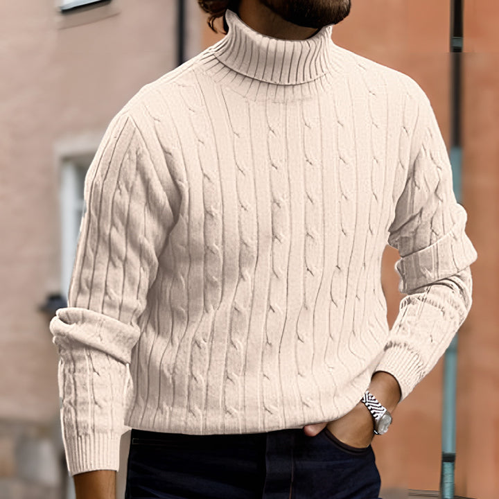 Men's High-Quality Turtleneck Sweater with Fine Texture Lisslune