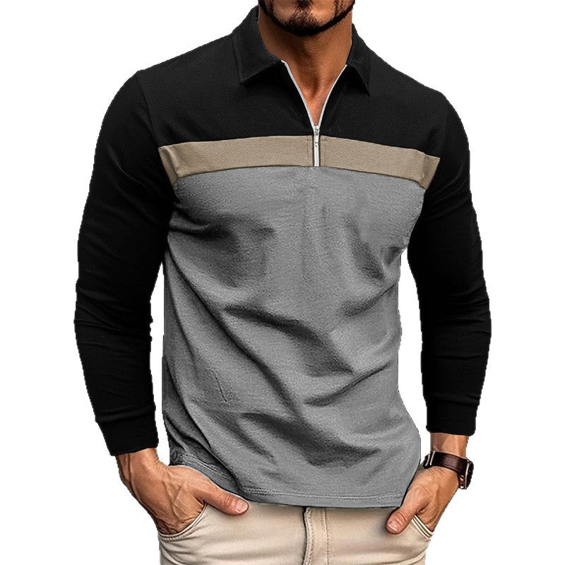Men's Sporty Long Sleeve Shirt with Zipper Lisslune
