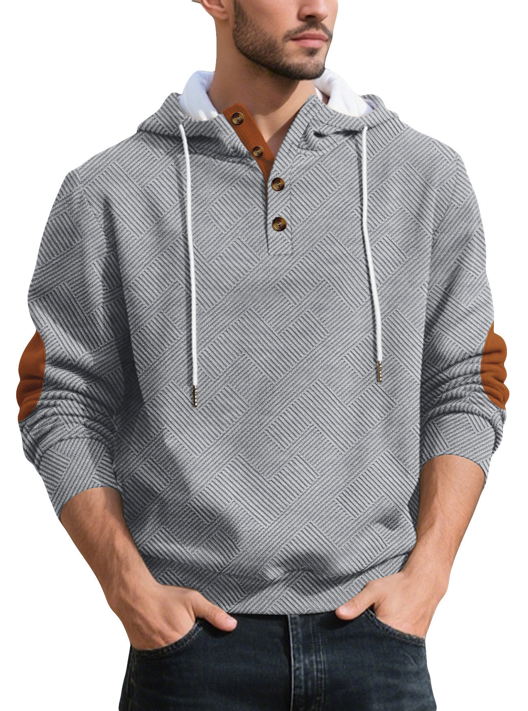 Men's stylish hoodie with textured material and fashionable accents Lisslune