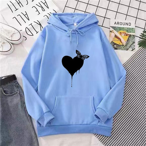 Women's Hoodie with Creative Heart Design Lisslune