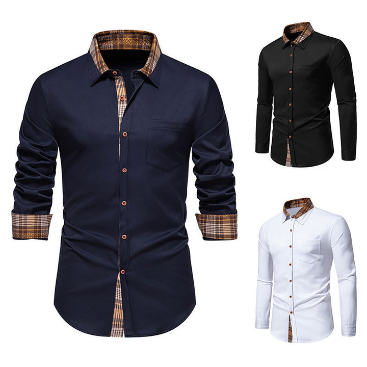 Men's Elegant Long Sleeve Shirt with Contrast Details Lisslune