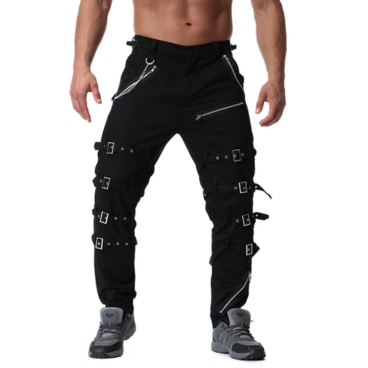 Men's cargo pants with versatile cut and striking buckles Lisslune