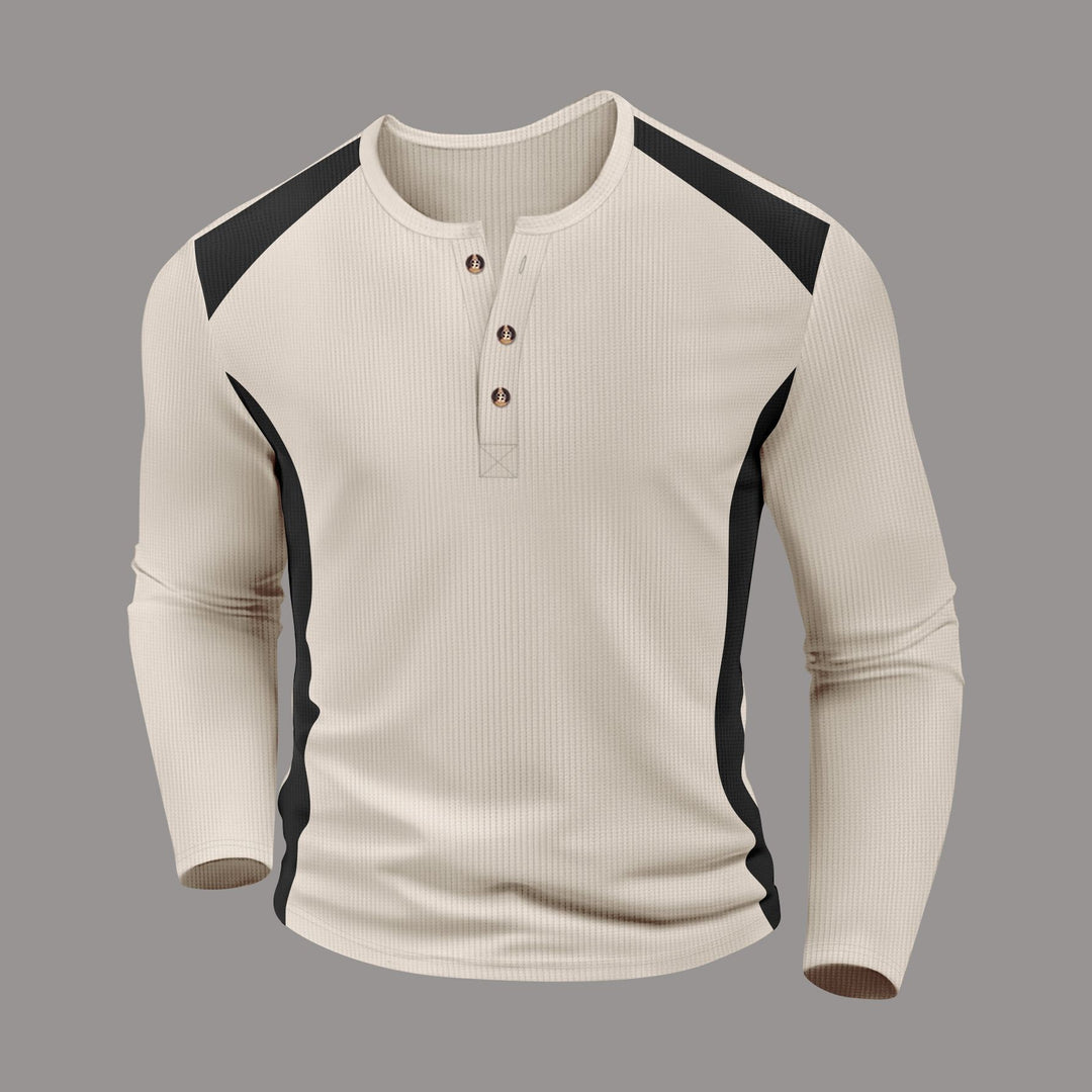 Men's long sleeve shirt with fashionable buttons and textured fabric Lisslune
