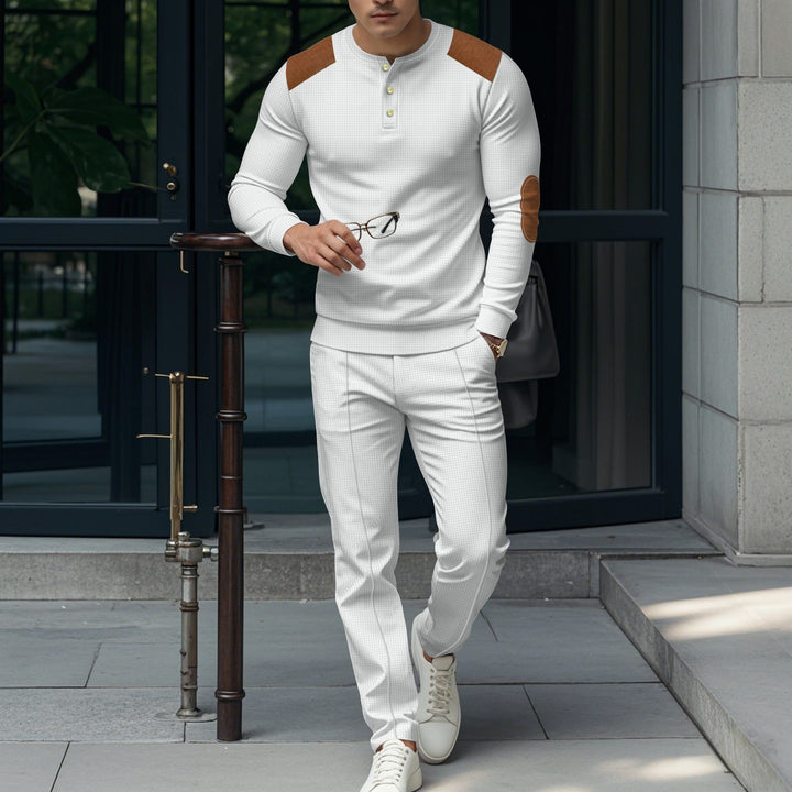 Men's stylish leisure set with practical buttons and leather applications Lisslune