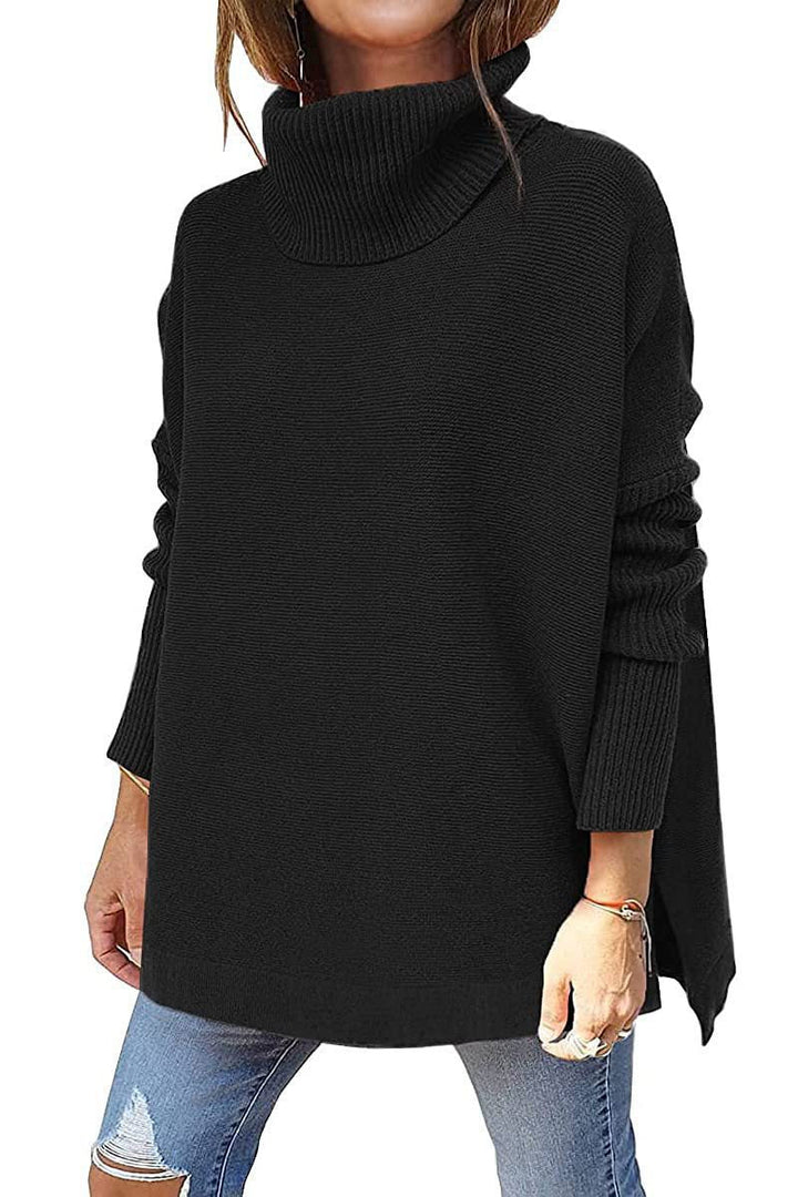 Damen Oversize Rollkragenpullover mit Strukturiertem Strickdesign Lisslune