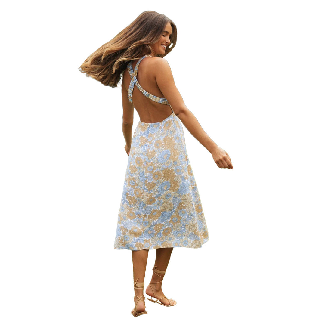 Women's midi dress with floral design and narrow waistband Lune London