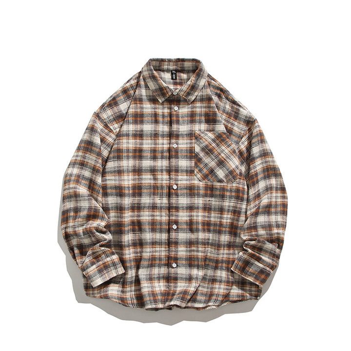 Men's comfortable flannel shirt with modern check pattern and chest pocket Lisslune