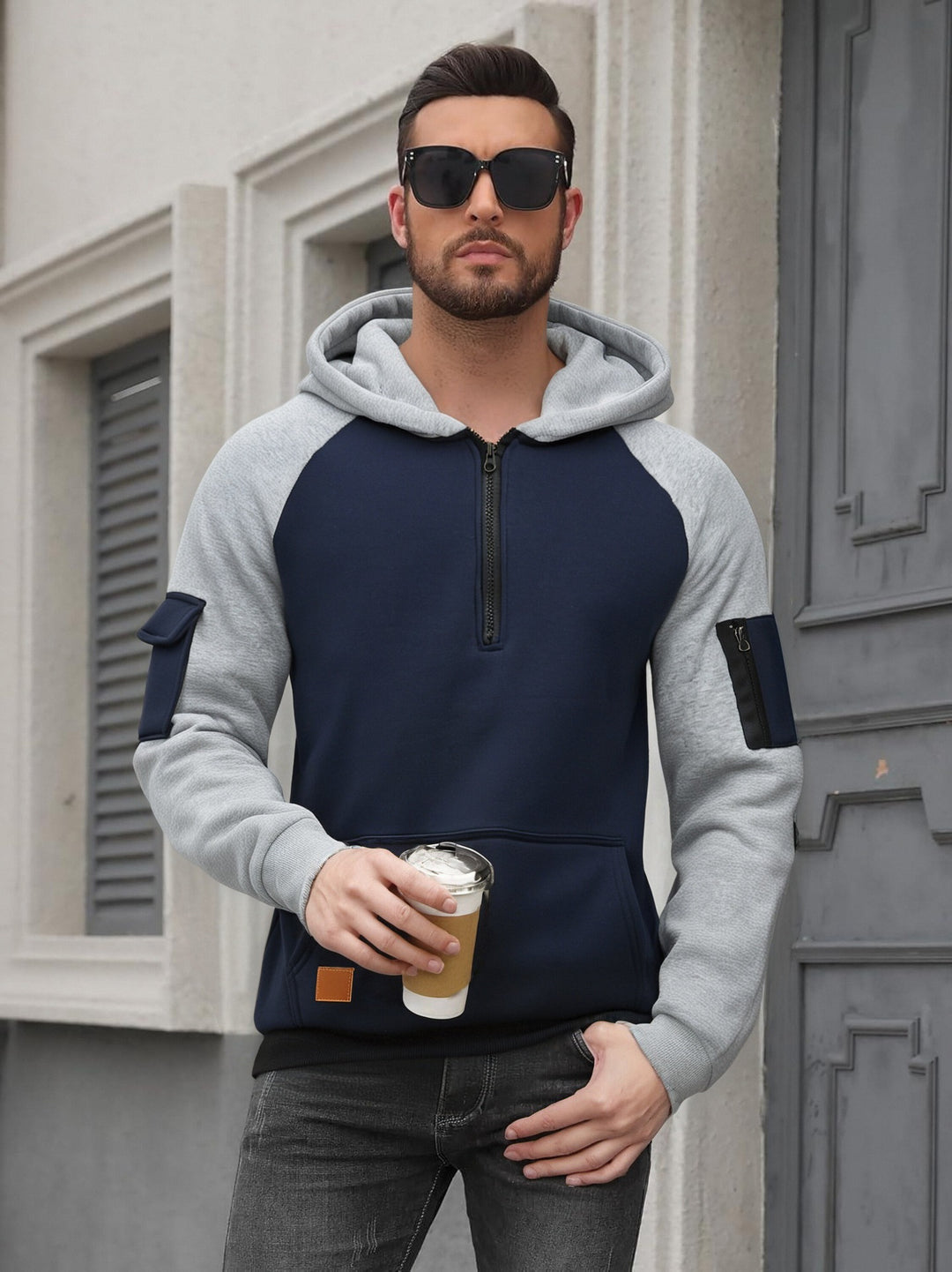 Men's Fashion Hoodie with Practical Zipper Details and Sporty Cut Lisslune