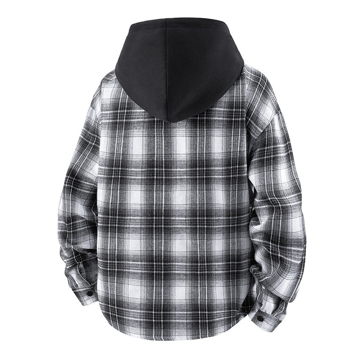 Men's casual shirt jacket with lined hood and check pattern Lisslune