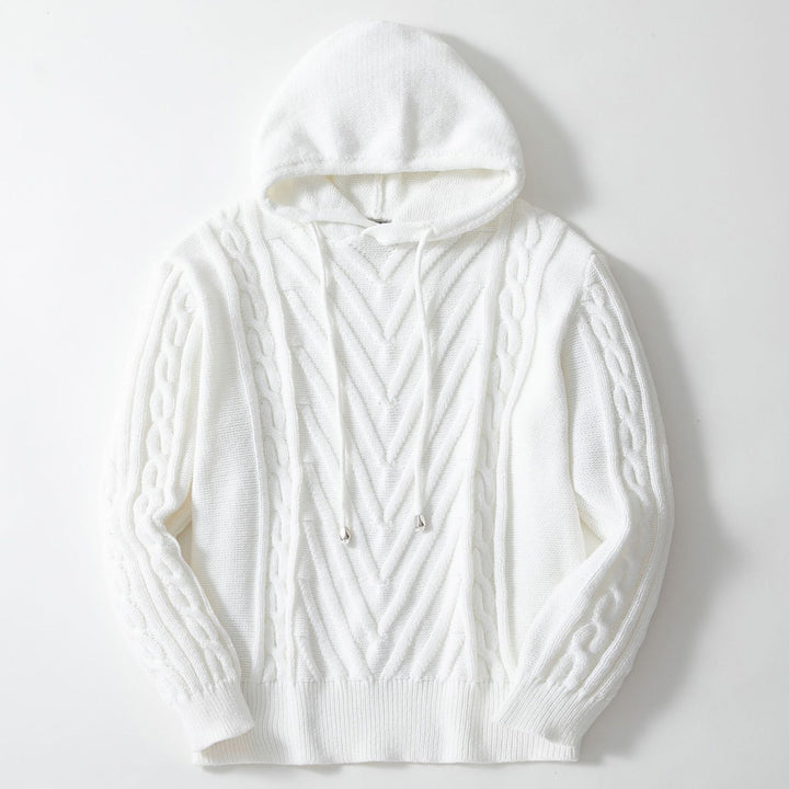 Men's hooded sweatshirt with textured cable pattern and elastic waistband Lisslune