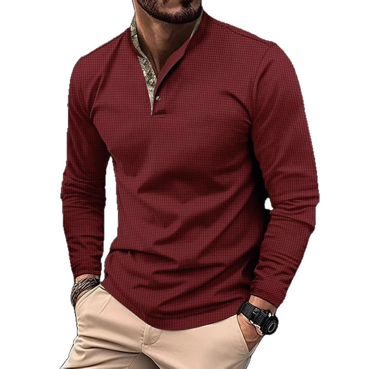 Men's long-sleeve shirt with fashionable stand-up collar and unique pattern Lisslune