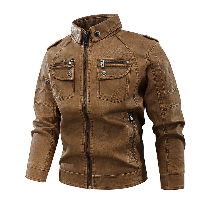 Men's stylish biker jacket with practical pockets and high collar Lisslune