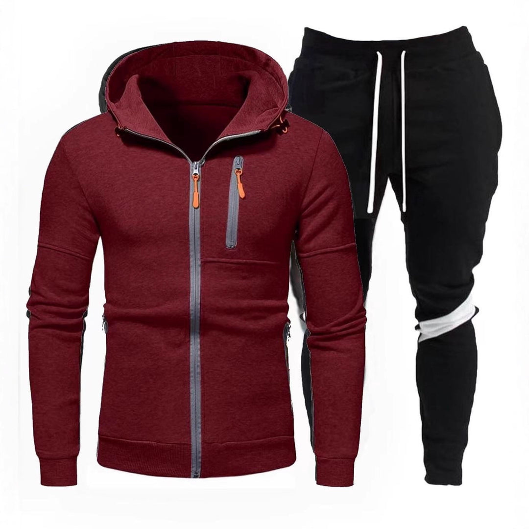 Men's sporty hooded jacket with practical zipper and jogger pants Lisslune