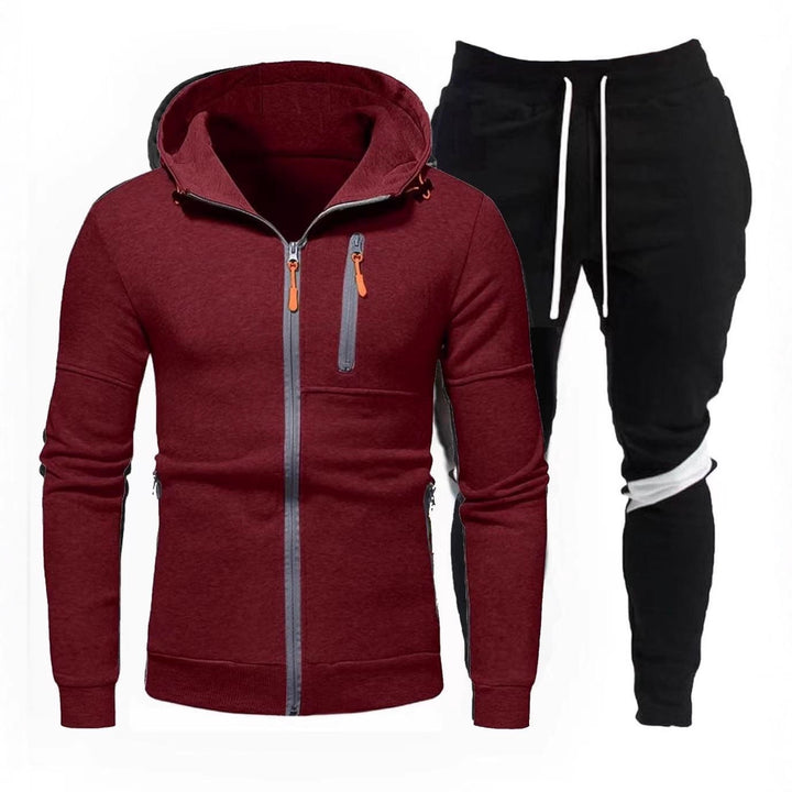 Men's sporty hooded jacket with practical zipper and jogger pants Lisslune