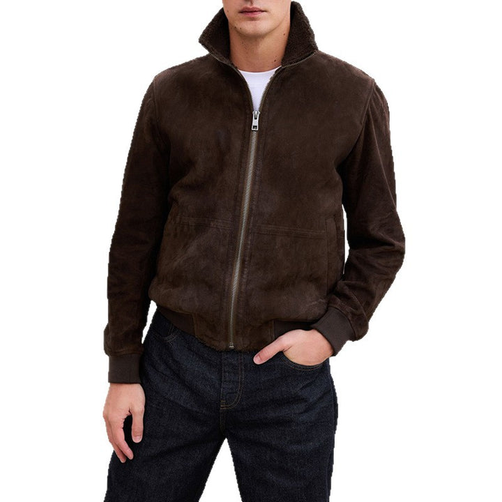 Men's stylish suede jacket with a high collar and practical pockets Lisslune