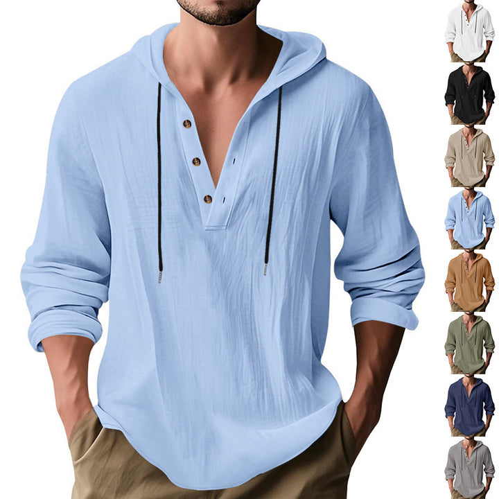Men's hoodie shirt with button placket and casual fit Lisslune