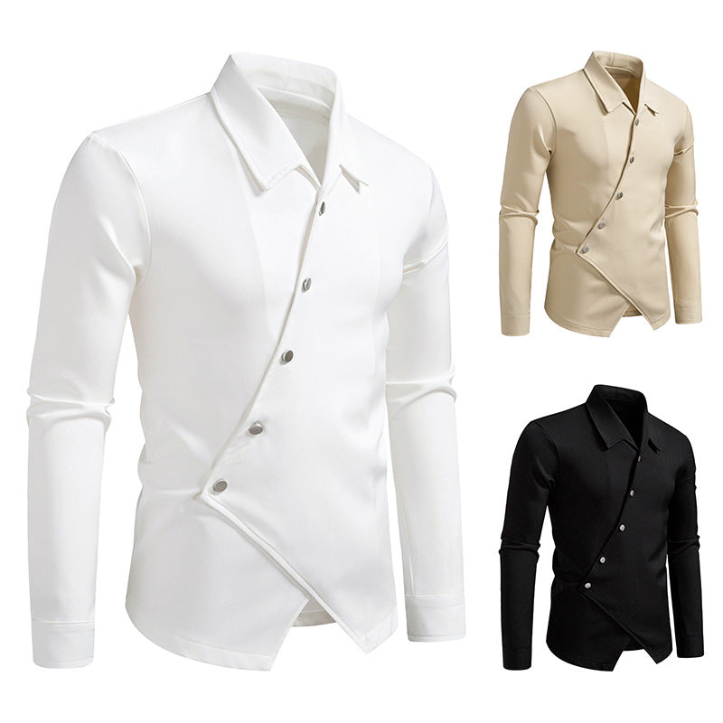 Men's Exclusive Shirt Blouse with Asymmetric Cut and Elegant Button Details Lisslune