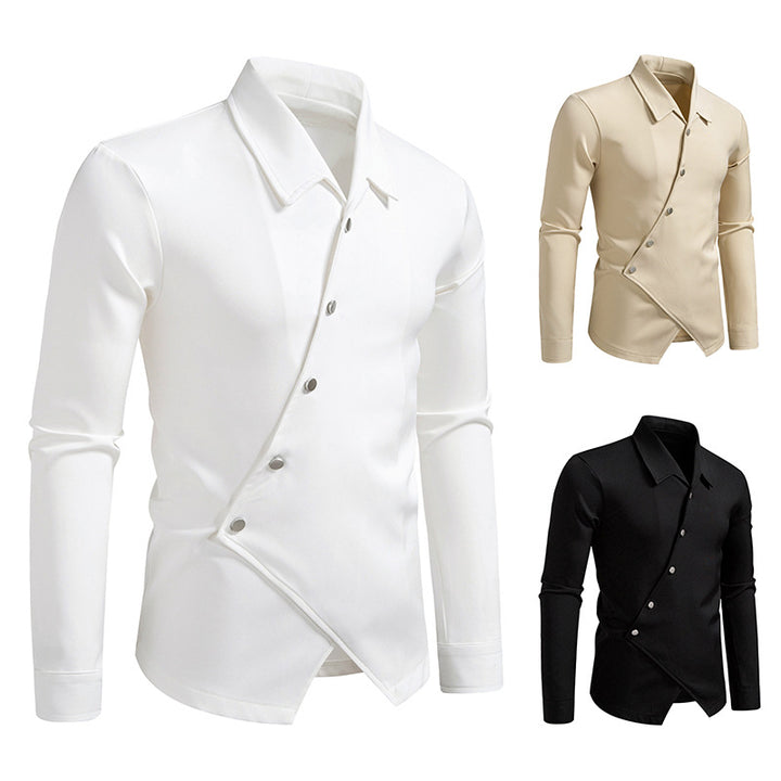 Men's Exclusive Shirt Blouse with Asymmetric Cut and Elegant Button Details Lisslune