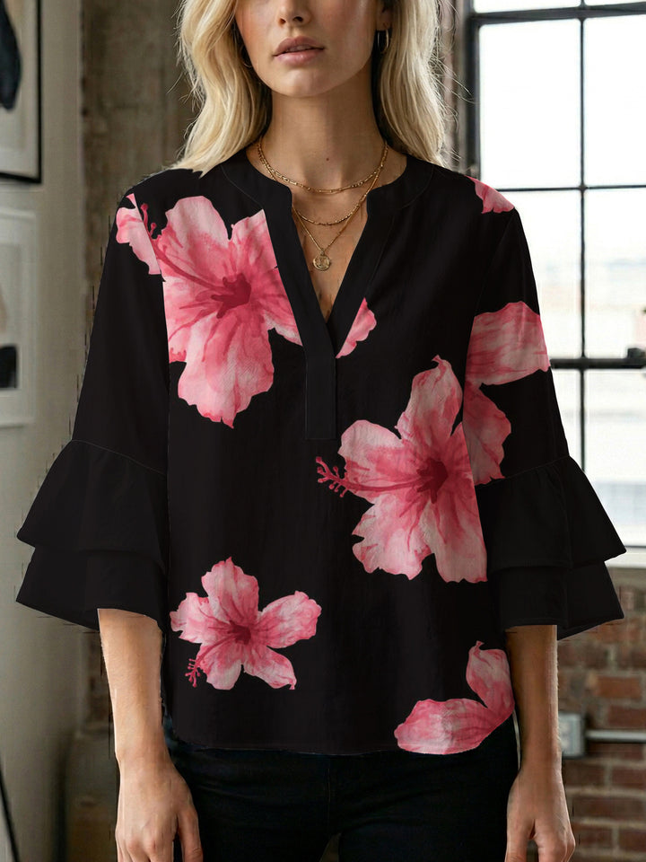 Women's blouse with voluminous ruffled sleeves and modern design Lisslune