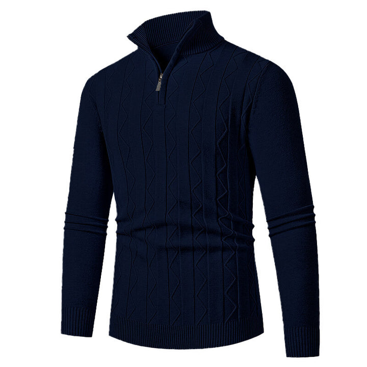 Men's knit sweater with stylish zipper and cable pattern Lisslune