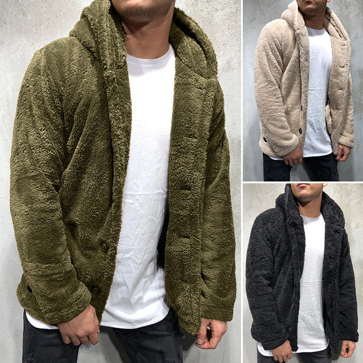 Men's Cozy Teddy Jacket with Wide Lapels and Practical Pockets Lisslune