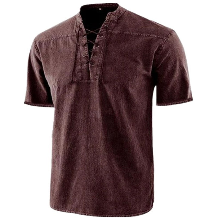 Men's short-sleeve shirt with striking lacing detail Lisslune