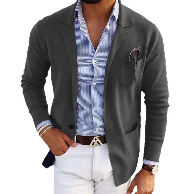 Men's sporty knitted blazer with fine texture and practical pockets Lisslune