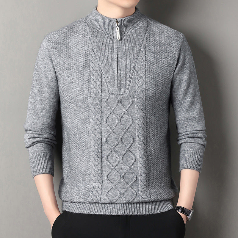 Men's knit sweater with high collar and zipper Lisslune