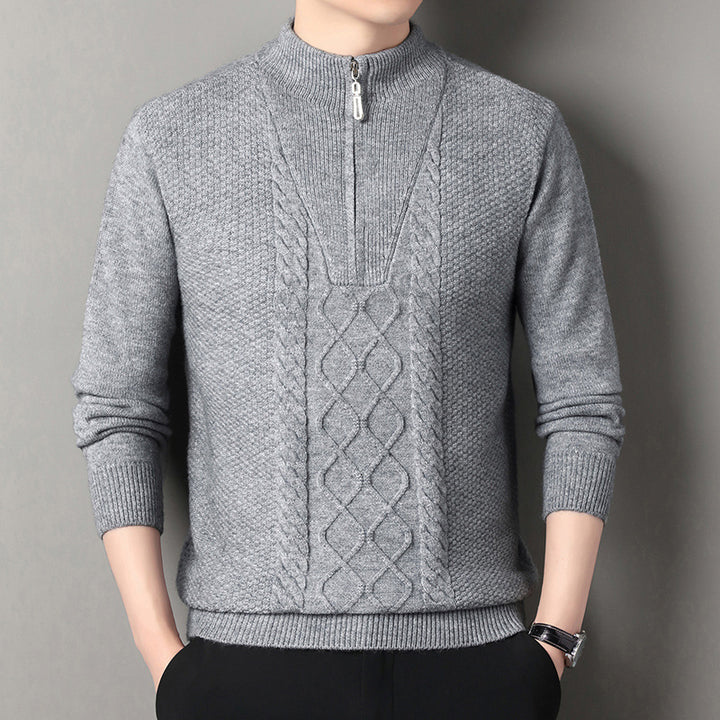 Men's knit sweater with high collar and zipper Lisslune
