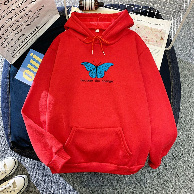 Women's hoodie with short cut and unique butterfly motif Lisslune