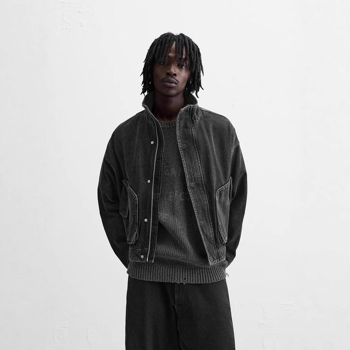 Men's Denim Bomber Jacket Lisslune