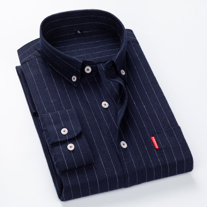 Men's Elegant Long Sleeve Shirt with Finest Striped Pattern Lisslune