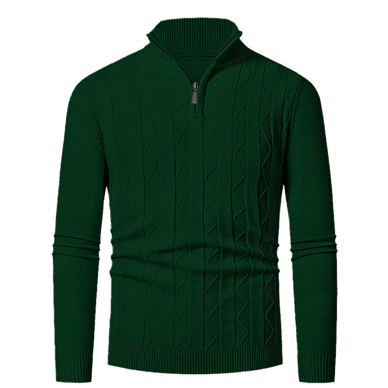 Men's knit sweater with stylish zipper and cable pattern Lisslune