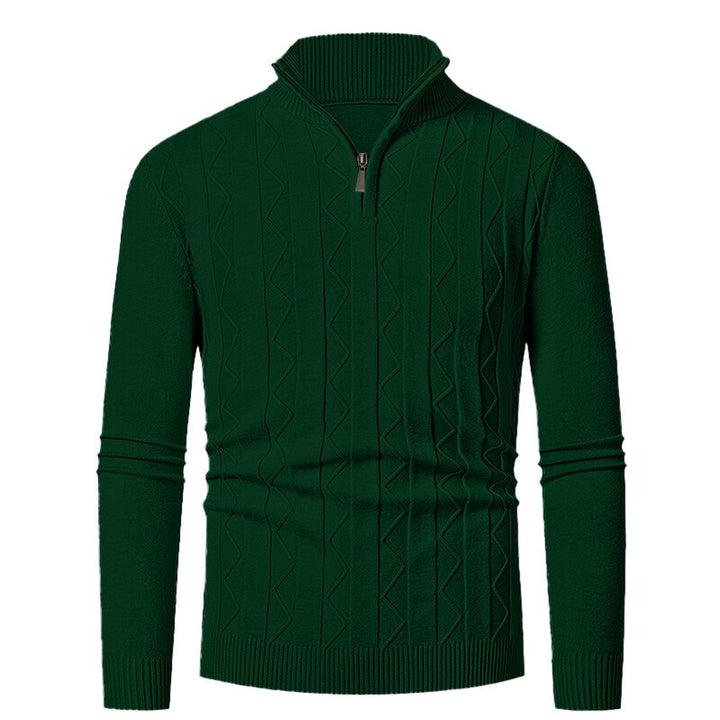 Men's knit sweater with stylish zipper and cable pattern Lisslune