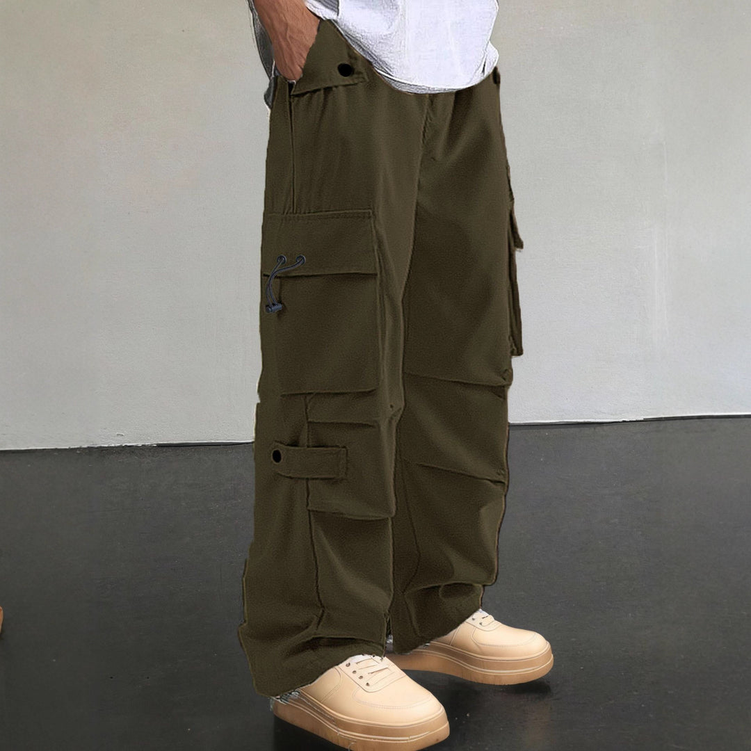 Men's Cargo Pants with Practical Pockets and Elastic Waistband Lisslune